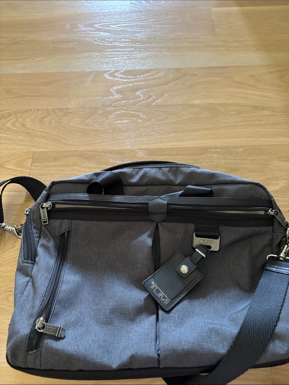 Tumi grey and black nylon work bag